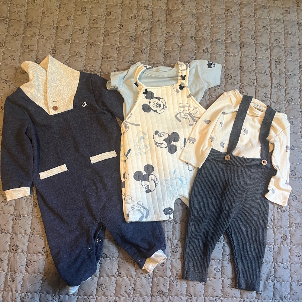3 baby boy outfits size 6-9 months